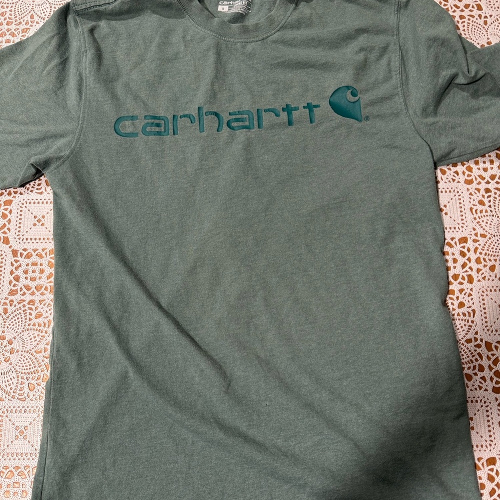 Carhartt Short-Sleeve Logo Tee in Olive Green